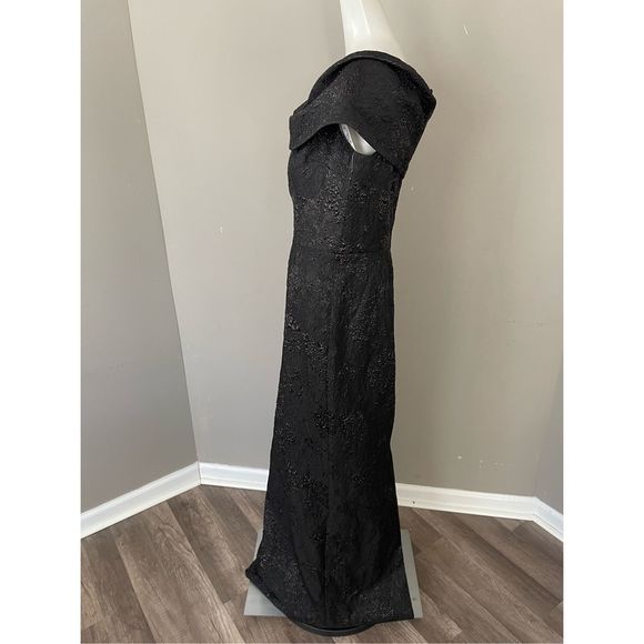 NWT RICKIE FREEMAN FOR TERI JON Off-Shoulder Jacquard Column Gown Size 6 $630 - Picture 7 of 11